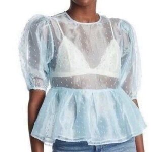 Topshop Light Blue Sheer Blouse